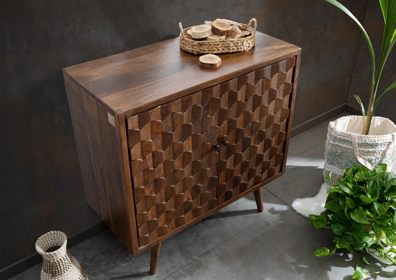 STILMÖBEL #109 Comó In Legno Di Mango - Laccato / Marrone 94x46x94 4 STILMÖBEL #109 Comó In Legno Di Mango - Laccato / Marrone 94x46x94 - immagine 2