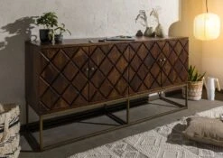 Credenza In Legno Di Mango 183x46x89 Marrone Laccato STILMÖBEL #126