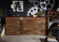 Credenza In Legno Di Mango 180x45x75 Marrone Laccato AMSTERDAM #11