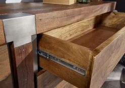 Credenza In Legno Di Mango 180x45x75 Marrone Laccato AMSTERDAM #11 -Massivmoebel24 09 312 877 0011 3