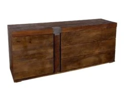 Credenza In Legno Di Mango 180x45x75 Marrone Laccato AMSTERDAM #11 -Massivmoebel24 09 312 877 0011 9