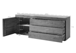 Credenza In Legno Di Mango 180x45x75 Marrone Laccato AMSTERDAM #11 -Massivmoebel24 09 312 877 1011 08