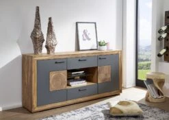 Credenza In Legno Di Sheesham / Palissandro 170x40x82 Marrone Tinto TURIN #21 -Massivmoebel24 09 312 878 0021 10