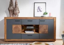 Credenza In Legno Di Sheesham / Palissandro 170x40x82 Marrone Tinto TURIN #21 -Massivmoebel24 09 312 878 0021 3
