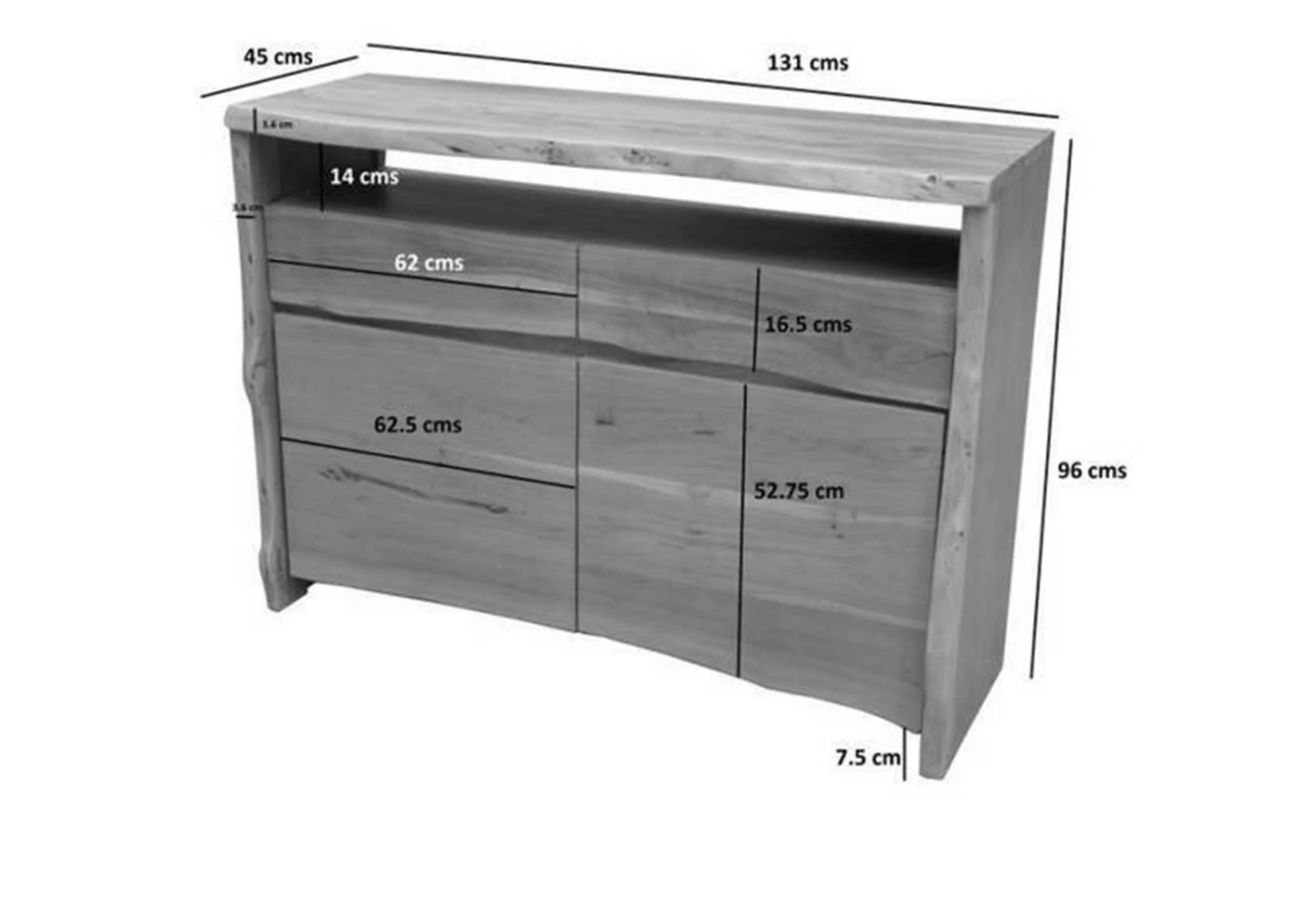Credenza In Legno Di Acacia 131x45x96 Acacia Naturale Laccato PURE ACACIA #103 10 Credenza In Legno Di Acacia 131x45x96 Acacia Naturale Laccato PURE ACACIA #103 - immagine 8