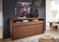Credenza In Legno Di Acacia 191x45x96 Marrone Laccato PURE ACACIA #202