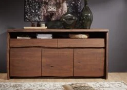 Credenza In Legno Di Acacia 191x45x96 Marrone Laccato PURE ACACIA #202 -Massivmoebel24 09 312 886 2002 3