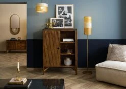 Cassettiera In Legno Di Mango 90x45x120 Marrone Oliato / Granito Scuro LOS ANGELES #110 -Massivmoebel24 09 312 891 1110 04