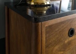 Cassettiera In Legno Di Mango 90x45x120 Marrone Oliato / Granito Scuro LOS ANGELES #110 -Massivmoebel24 09 312 891 1110 06