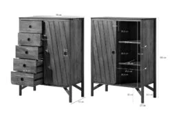 Cassettiera In Legno Di Mango 90x45x120 Marrone Oliato / Granito Scuro LOS ANGELES #110 -Massivmoebel24 09 312 891 1110 08