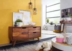 MALMÖ 2 #101 Comò In Legno Di Sheesham - Laccato / Noce 90x40x49