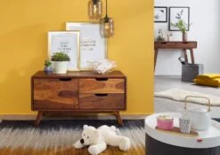 MALMÖ 2 #101 Comò In Legno Di Sheesham - Laccato / Noce 90x40x49 -Massivmoebel24 09 313 220 0001 3