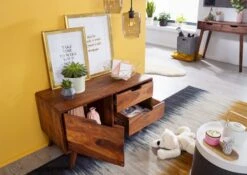 MALMÖ 2 #101 Comò In Legno Di Sheesham - Laccato / Noce 90x40x49 -Massivmoebel24 09 313 220 0001 4