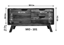 MALMÖ 2 #101 Comò In Legno Di Sheesham - Laccato / Noce 90x40x49 -Massivmoebel24 09 313 220 0001 8