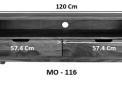 Mobile TV In Legno Di Sheesham / Palissandro 120x40x48 Noce Laccato MALMÖ 2 #116 -Massivmoebel24 09 313 220 0016 8
