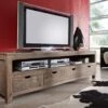 Mobile TV In Legno Di Sheesham / Palissandro 190x50x60 Grigio Scuro Oliato NATURE GREY #44 -Massivmoebel24 09 313 550 0044 1