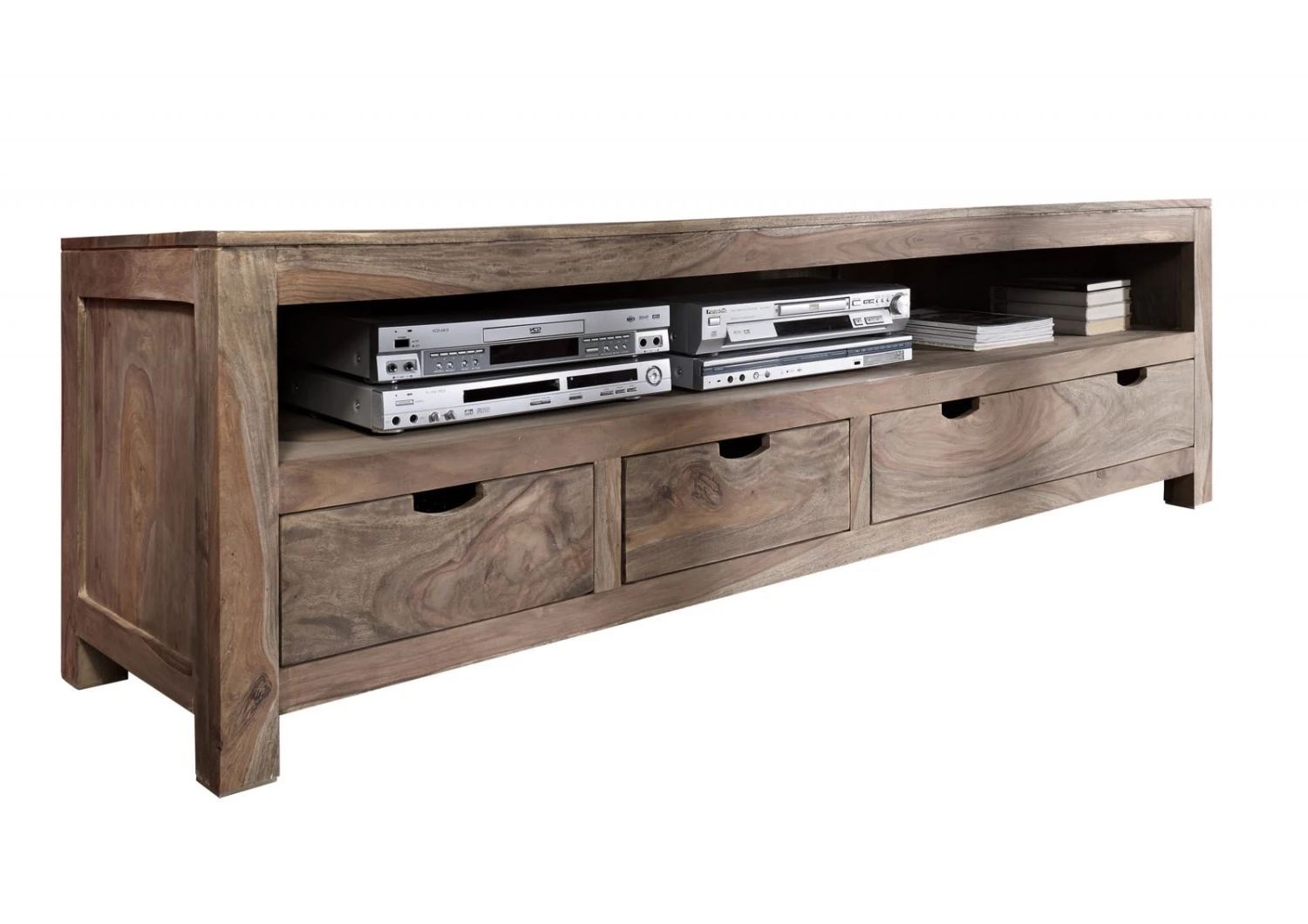 Mobile TV In Legno Di Sheesham / Palissandro 190x50x60 Grigio Scuro Oliato NATURE GREY #44 7 Mobile TV In Legno Di Sheesham / Palissandro 190x50x60 Grigio Scuro Oliato NATURE GREY #44 - immagine 5