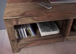 Mobile TV In Legno Di Sheesham / Palissandro 148x45x45 Grigio Scuro Oliato NATURE GREY #0123 -Massivmoebel24 09 313 550 3023 4