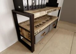 Mobile TV In Legno Di Mango 104x40x60 Mango Naturale Stampato FACTORY #129 -Massivmoebel24 09 313 559 0129 4