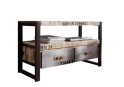 Mobile TV In Legno Di Mango 104x40x60 Mango Naturale Stampato FACTORY #129 -Massivmoebel24 09 313 559 0129 9