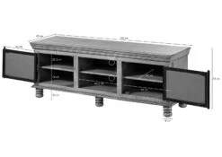 Mobile TV In Legno Di Mango 150x45x55 Grigio Scuro Laccato HERMITAGE #611 -Massivmoebel24 09 313 601 0611 8