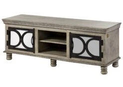 Mobile TV In Legno Di Mango 150x45x55 Grigio Scuro Laccato HERMITAGE #611 -Massivmoebel24 09 313 601 0611 9