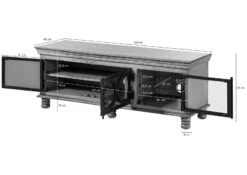 Mobile TV In Legno Di Mango 150x45x55 Grigio Scuro Laccato HERMITAGE #612 -Massivmoebel24 09 313 601 0612 8