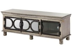 Mobile TV In Legno Di Mango 150x45x55 Grigio Scuro Laccato HERMITAGE #612 -Massivmoebel24 09 313 601 0612 9