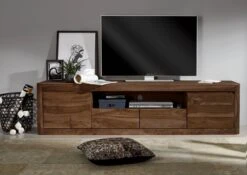 Mobile TV In Legno Di Shesham / Acacia 200x45x50 Smoked Cherry Tinto TORONTO #151