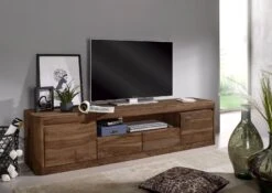 Mobile TV In Legno Di Shesham / Acacia 200x45x50 Smoked Cherry Tinto TORONTO #151 -Massivmoebel24 09 313 665 0052 3