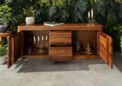 TORONTO #200 Credenza In Legno Di Sheesham - Cerato / Noce 147x58x40 -Massivmoebel24 09 313 665 1000 4