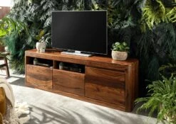 Mobile TV In Legno Di Shesham / Acacia 178x40x58 Noce Cerato TORONTO #220