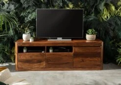 Mobile TV In Legno Di Shesham / Acacia 178x40x58 Noce Cerato TORONTO #220 -Massivmoebel24 09 313 665 1020 3