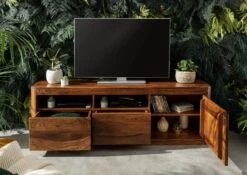Mobile TV In Legno Di Shesham / Acacia 178x40x58 Noce Cerato TORONTO #220 -Massivmoebel24 09 313 665 1020 4