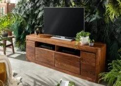Mobile TV In Legno Di Shesham / Acacia 178x40x58 Noce Cerato TORONTO #221