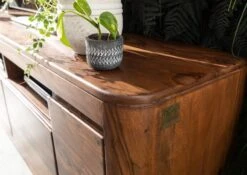 Mobile TV In Legno Di Shesham / Acacia 178x40x58 Noce Cerato TORONTO #221 -Massivmoebel24 09 313 665 1021 6