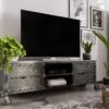Mobile TV In Legno Di Mango 170x40x60 Grigio Scuro Laccato HEAVY INDUSTRY #133 -Massivmoebel24 09 313 677 0133 1