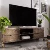 Mobile TV In Legno Di Mango 170x40x60 Marrone Laccato HEAVY INDUSTRY #233 -Massivmoebel24 09 313 677 0233 1