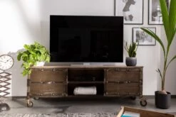 Mobile TV In Legno Di Mango 170x40x60 Marrone Laccato HEAVY INDUSTRY #233 -Massivmoebel24 09 313 677 0233 3