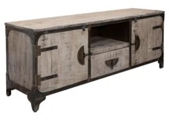 Mobile TV In Legno Di Mango 150x40x60 Marrone Laccato TOKYO -Massivmoebel24 09 313 678 2008 9