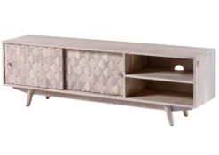 Mobile TV In Legno Di Acacia 145x35x45 Bianco Laccato MOSAYK #101 -Massivmoebel24 09 313 689 0201 9