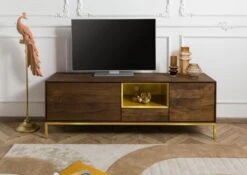CHICAGO #101 Mobile Tv In Legno Di Mango - Oliato / Marrone 160x45x55