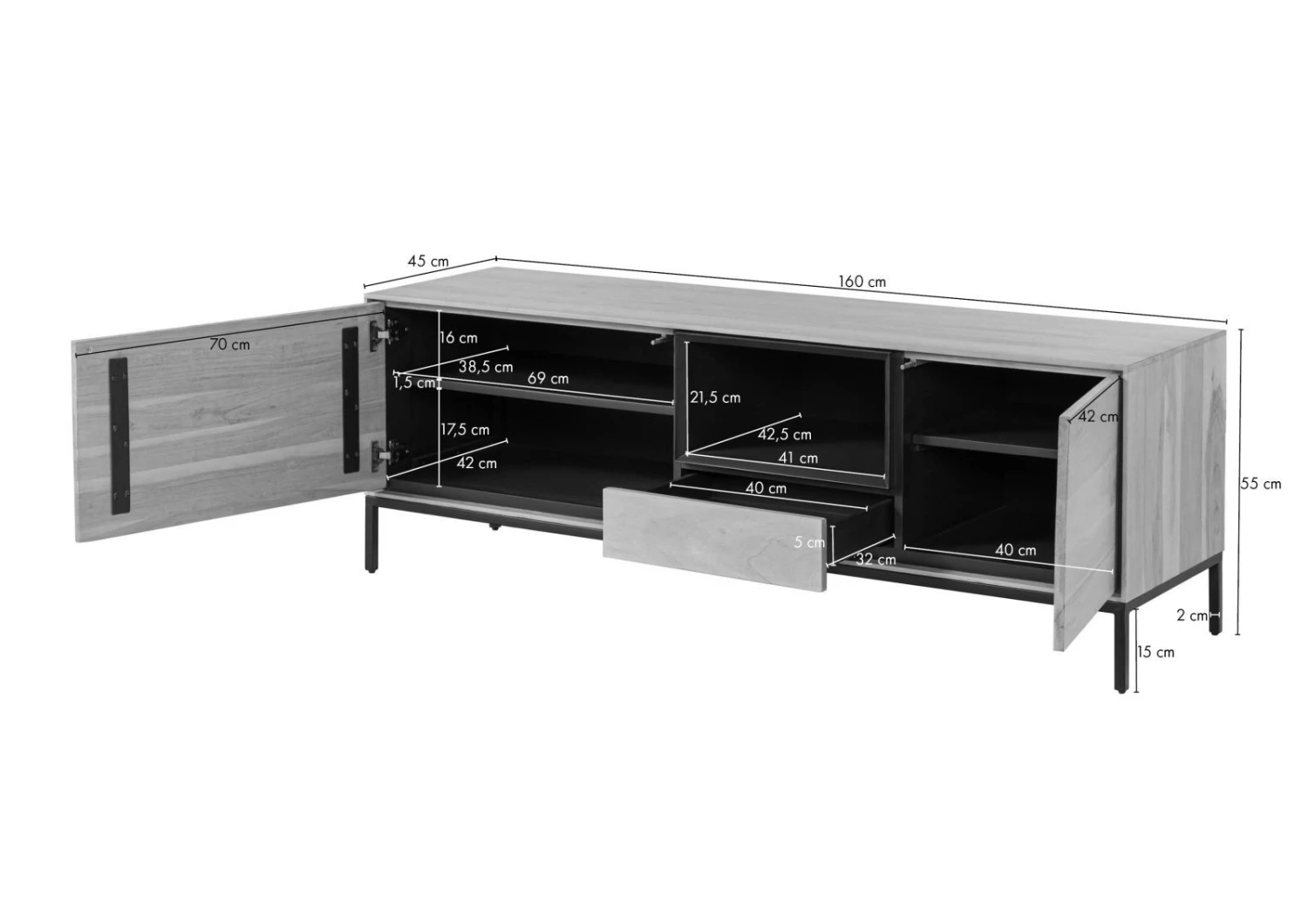 CHICAGO #101 Mobile Tv In Legno Di Mango - Oliato / Marrone 160x45x55 10 CHICAGO #101 Mobile Tv In Legno Di Mango - Oliato / Marrone 160x45x55 - immagine 8