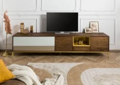 CHICAGO #103 Mobile Tv In Legno Di Mango - Oliato / Marrone 240x45x55