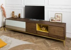 CHICAGO #103 Mobile Tv In Legno Di Mango - Oliato / Marrone 240x45x55 -Massivmoebel24 09 313 695 1003 4