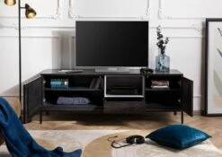 CHICAGO #201 Mobile Tv In Legno Di Mango - Oliato / Antracite 160x45x55 -Massivmoebel24 09 313 695 2001 4