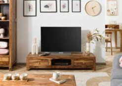 ANCONA #112 Mobile TV In Legno Di Sheesham - Laccato / Marrone 160x43x33