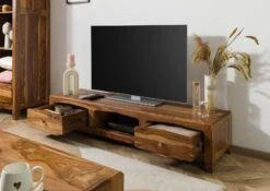ANCONA #112 Mobile TV In Legno Di Sheesham - Laccato / Marrone 160x43x33 -Massivmoebel24 09 313 699 1012 04