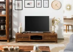 ANCONA #212 Mobile TV In Legno Di Sheesham - Laccato / Marrone 160x43x33