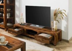 ANCONA #212 Mobile TV In Legno Di Sheesham - Laccato / Marrone 160x43x33 -Massivmoebel24 09 313 699 2012 04